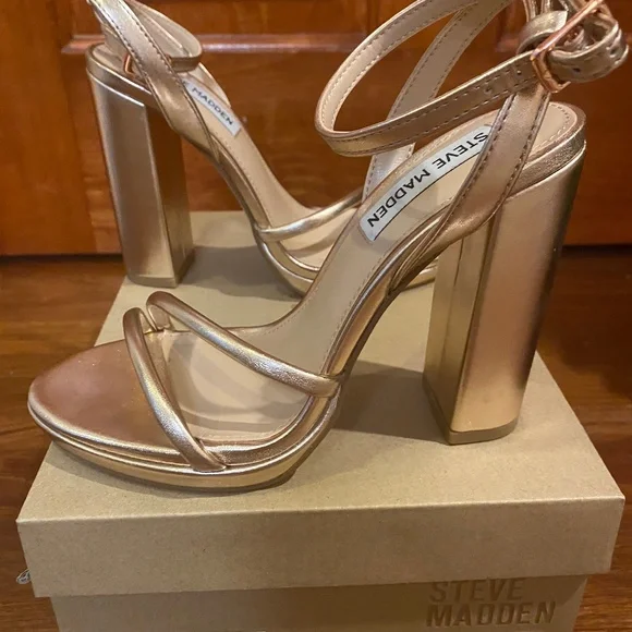 Steve Madden Shoes Steve Madden Rose Gold Jennifer Block Heel